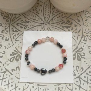 Pink Opal and Black Moonstone beaded bracelet